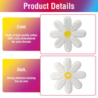 25Pcs White Daisy Iron on Embroidered Patches 6.1 x 6.1 cm 2.4 x 2.4 inch Embroidered Iron on Patch Sew on Applique for Clothes, Iron-on Patches / Sew-on Appliques Patches for Clothing, Jackets, Backpacks, Caps, Jeans