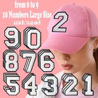 3PCS White/Black Chenille Number, 4.5" Iron on Number Patches, Chenille Stitch Numbers 0 to 9 Patches for Clothing