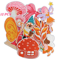 12Pcs Spring Elf Garden Iron on Embroidered Patches Mushroom House Embroidered Sew on Applique for Clothes, Iron-on Patches / Sew-on Appliques Patches for Clothing, Jackets, Backpacks, Caps, Jeans