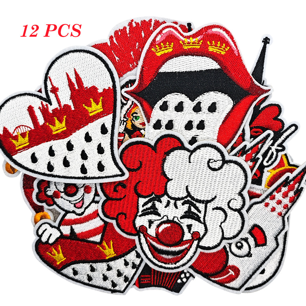 12Pcs Karneval Iron on Embroidered Patches Joker Embroidered Iron on Carnival Patch Sew on Applique for Clothes, Iron-on Patches / Sew-on Appliques Patches for Clothing, Jackets, Backpacks, Caps, Jeans