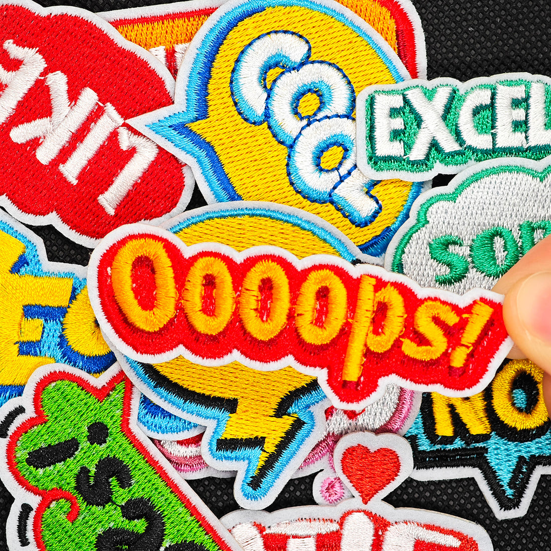 12Pcs Phrase Iron on Embroidered Patches Ooops Excelent Sew on Applique for Clothes, Iron-on Patches / Sew-on Appliques Patches