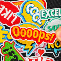 12Pcs Phrase Iron on Embroidered Patches Ooops Excelent Sew on Applique for Clothes, Iron-on Patches / Sew-on Appliques Patches
