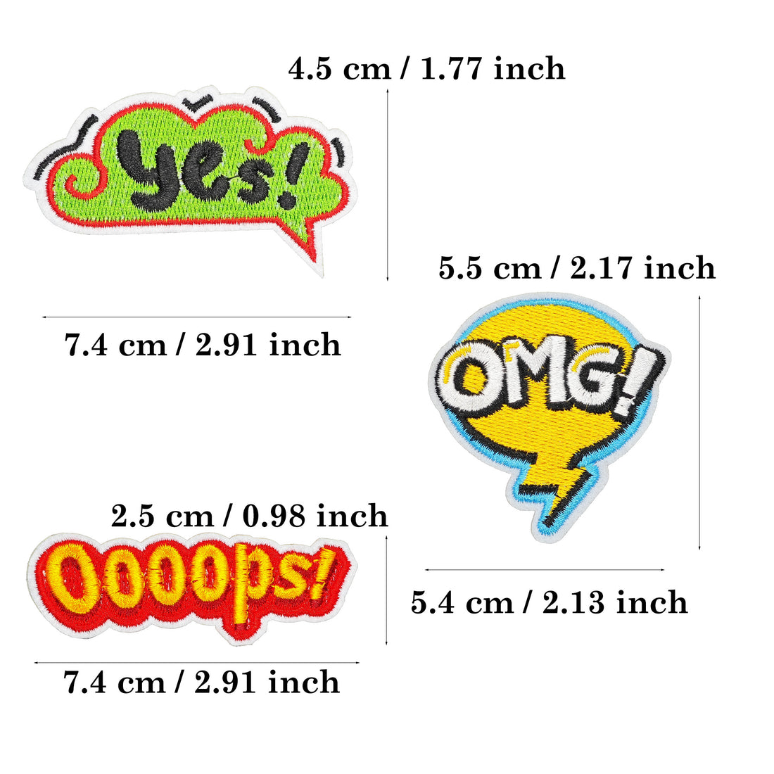 12Pcs Phrase Iron on Embroidered Patches Ooops Excelent Sew on Applique for Clothes, Iron-on Patches / Sew-on Appliques Patches