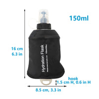 150ml 250ml 500ml Black Recycable, food-graded, safety collapsible soft flask Collapsible Water Bottle Foldable Water Bottle Soft Flask 500ml for Running, Cycling, Camping, Hiking