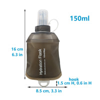 150ml 250ml 500ml Gray Recycable, food-graded, safety collapsible soft flask Collapsible Water Bottle Foldable Water Bottle Soft Flask 500ml for Running, Cycling, Camping, Hiking