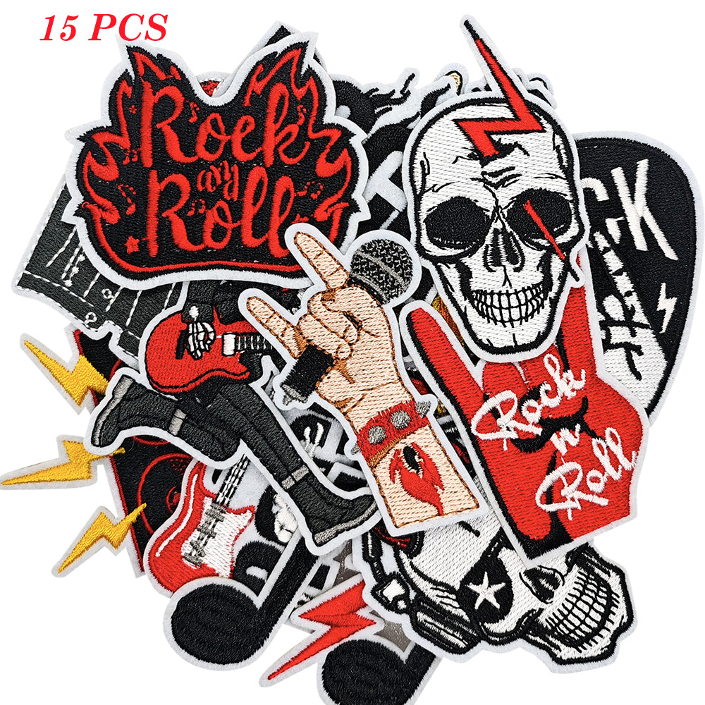 15Pcs Rock and Roll Iron on Embroidered Patches Embroidered Iron on Rock Music Patch Sew on Applique for Clothes, Iron-on Patches / Sew-on Appliques Patches for Clothing, Jackets, Backpacks, Caps, Jeans