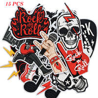 15Pcs Rock and Roll Iron on Embroidered Patches Embroidered Iron on Rock Music Patch Sew on Applique for Clothes, Iron-on Patches / Sew-on Appliques Patches for Clothing, Jackets, Backpacks, Caps, Jeans
