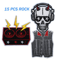 15Pcs Rock and Roll Iron on Embroidered Patches Embroidered Iron on Rock Music Patch Sew on Applique for Clothes, Iron-on Patches / Sew-on Appliques Patches for Clothing, Jackets, Backpacks, Caps, Jeans