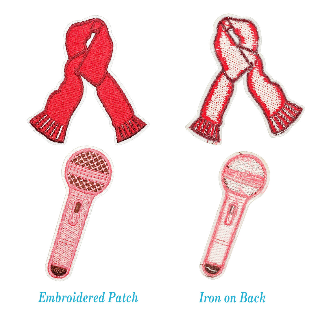 16Pcs Music Icon Iron on Embroidered Patches Red Scarf Sew on Applique for Clothes, Iron-on Patches / Sew-on Appliques Patches for Clothing, Jackets, Backpacks, Caps, Jeans