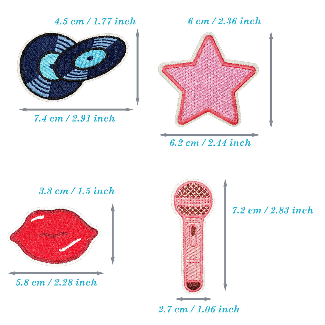 16Pcs Music Icon Iron on Embroidered Patches Red Scarf Sew on Applique for Clothes, Iron-on Patches / Sew-on Appliques Patches for Clothing, Jackets, Backpacks, Caps, Jeans