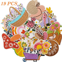 19Pcs Flower Basket Iron on Embroidered Patches Spring Garden Icon Sew on Applique for Clothes, Iron-on Patches / Sew-on Appliques Patches