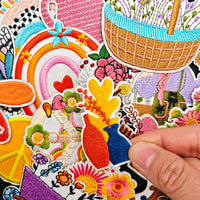 19Pcs Flower Basket Iron on Embroidered Patches Spring Garden Icon Sew on Applique for Clothes, Iron-on Patches / Sew-on Appliques Patches
