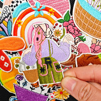 19Pcs Flower Basket Iron on Embroidered Patches Spring Garden Icon Sew on Applique for Clothes, Iron-on Patches / Sew-on Appliques Patches
