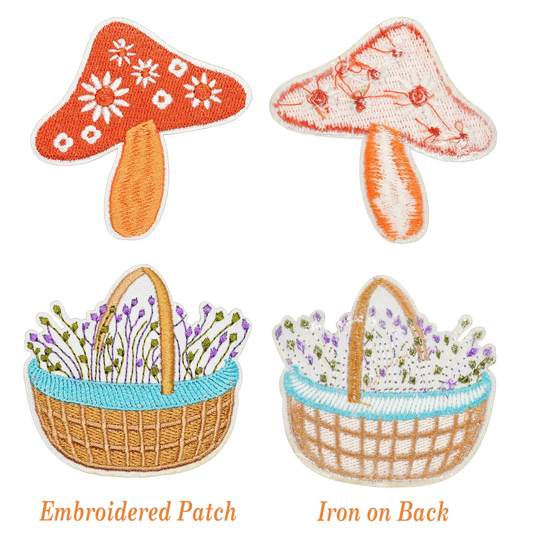 19Pcs Flower Basket Iron on Embroidered Patches Spring Garden Icon Sew on Applique for Clothes, Iron-on Patches / Sew-on Appliques Patches