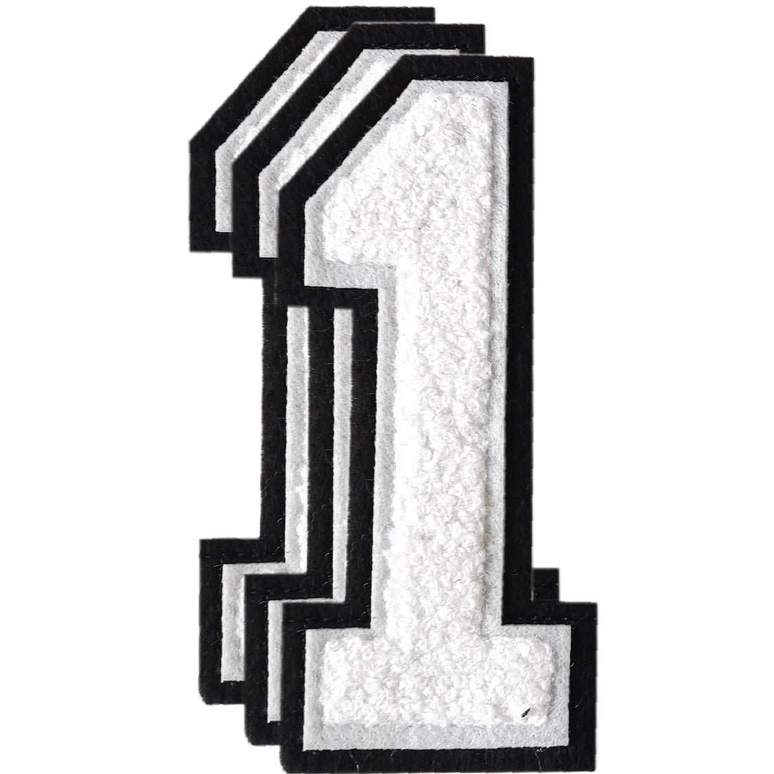 3PCS White/Black Chenille Number, 4.5" Iron on Number Patches, Chenille Stitch Numbers 0 to 9 Patches for Clothing
