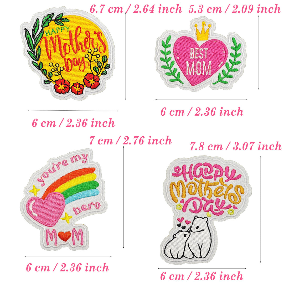 20PCSPcs I Love Mommy Iron on Embroidered Patches Mothers Day Sew on Applique for Clothes, Iron-on Patches / Sew-on Appliques Patches for Clothing, Jackets, Backpacks, Caps, Jeans
