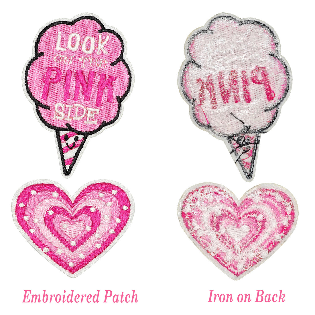 20Pcs Pink Iron on Embroidered Patches Look at the Pink Side Embroidered Iron on Patch Sew on Applique for Clothes, Iron-on Patches / Sew-on Appliques Patches for Clothing, Jackets, Backpacks, Caps, Jeans