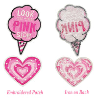 20Pcs Pink Iron on Embroidered Patches Look at the Pink Side Embroidered Iron on Patch Sew on Applique for Clothes, Iron-on Patches / Sew-on Appliques Patches for Clothing, Jackets, Backpacks, Caps, Jeans