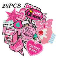 20Pcs Pink Iron on Embroidered Patches Look at the Pink Side Embroidered Iron on Patch Sew on Applique for Clothes, Iron-on Patches / Sew-on Appliques Patches for Clothing, Jackets, Backpacks, Caps, Jeans