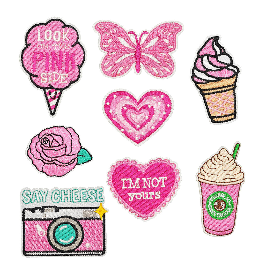 20Pcs Pink Iron on Embroidered Patches Look at the Pink Side Embroidered Iron on Patch Sew on Applique for Clothes, Iron-on Patches / Sew-on Appliques Patches for Clothing, Jackets, Backpacks, Caps, Jeans