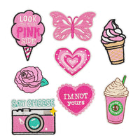 20Pcs Pink Iron on Embroidered Patches Look at the Pink Side Embroidered Iron on Patch Sew on Applique for Clothes, Iron-on Patches / Sew-on Appliques Patches for Clothing, Jackets, Backpacks, Caps, Jeans