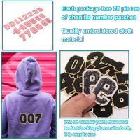 20PCS Pink Iron-on Chenille Number Patches for Clothing, Jackets, Backpacks - Numbers 0 to 9 Applique Iron on Repair Patches