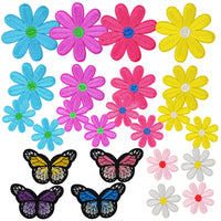 24Pcs Color Daisy Iron on Embroidered Patches Colorful Butterfly Embroidered Iron on Patch Sew on Applique for Clothes, Iron-on Patches / Sew-on Appliques Patches for Clothing, Jackets, Backpacks, Caps, Jeans