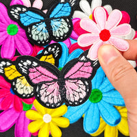 24Pcs Color Daisy Iron on Embroidered Patches Colorful Butterfly Embroidered Iron on Patch Sew on Applique for Clothes, Iron-on Patches / Sew-on Appliques Patches for Clothing, Jackets, Backpacks, Caps, Jeans