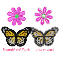 24Pcs Color Daisy Iron on Embroidered Patches Colorful Butterfly Embroidered Iron on Patch Sew on Applique for Clothes, Iron-on Patches / Sew-on Appliques Patches for Clothing, Jackets, Backpacks, Caps, Jeans