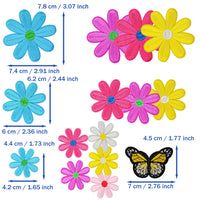 24Pcs Color Daisy Iron on Embroidered Patches Colorful Butterfly Embroidered Iron on Patch Sew on Applique for Clothes, Iron-on Patches / Sew-on Appliques Patches for Clothing, Jackets, Backpacks, Caps, Jeans