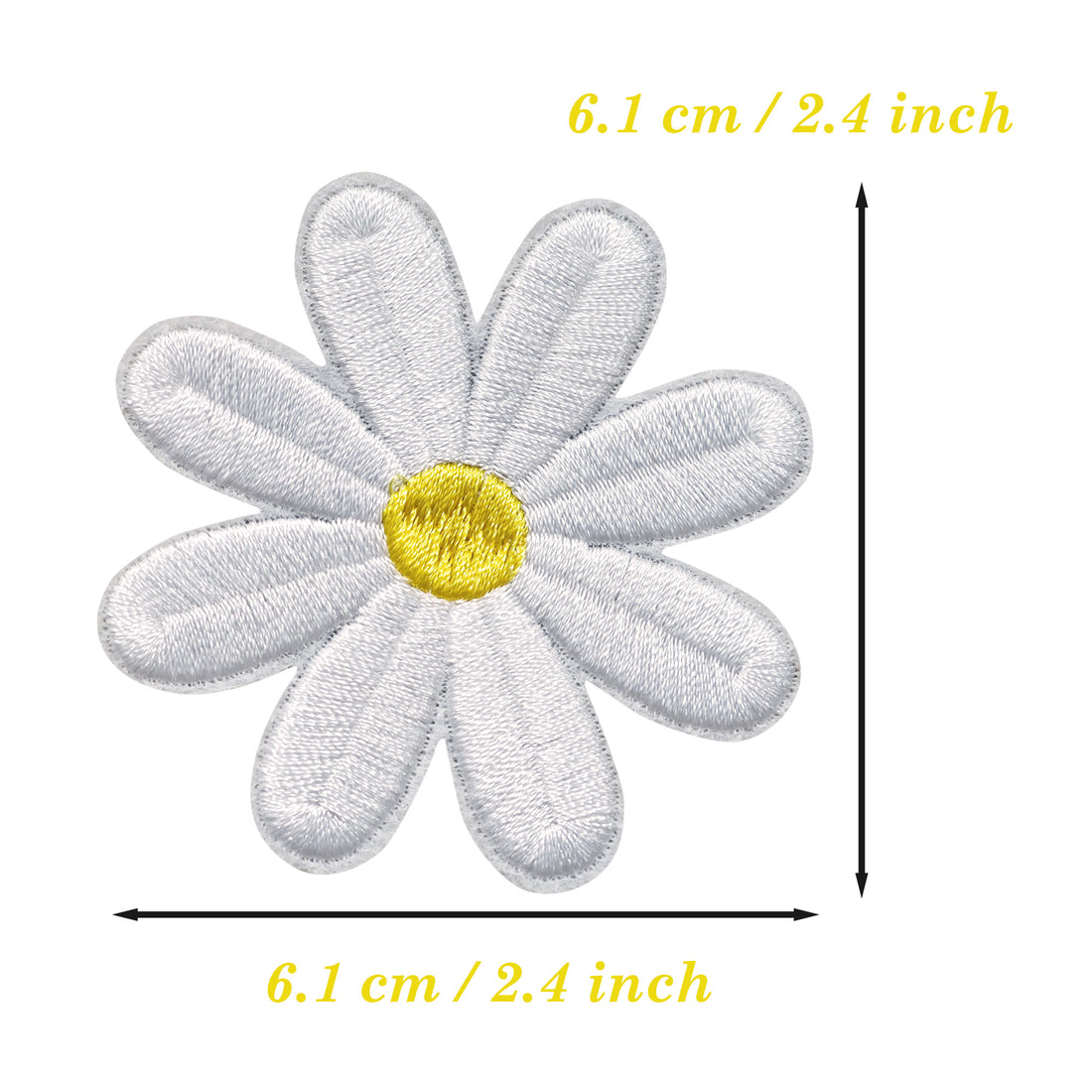 25Pcs White Daisy Iron on Embroidered Patches 6.1 x 6.1 cm 2.4 x 2.4 inch Embroidered Iron on Patch Sew on Applique for Clothes, Iron-on Patches / Sew-on Appliques Patches for Clothing, Jackets, Backpacks, Caps, Jeans
