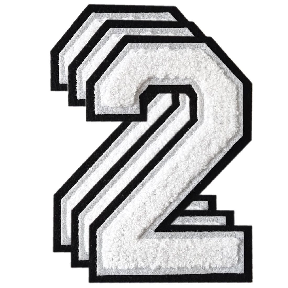 3PCS White/Black Chenille Number, 4.5" Iron on Number Patches, Chenille Stitch Numbers 0 to 9 Patches for Clothing