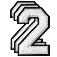 3PCS White/Black Chenille Number, 4.5" Iron on Number Patches, Chenille Stitch Numbers 0 to 9 Patches for Clothing