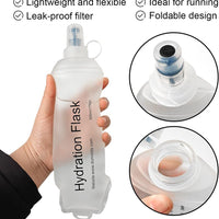 500ml 250ml 150ml See Through White Recycable, food-graded, safety collapsible soft flask hydration bottle FDA approved leakproof flask for camping, running, hiking etc