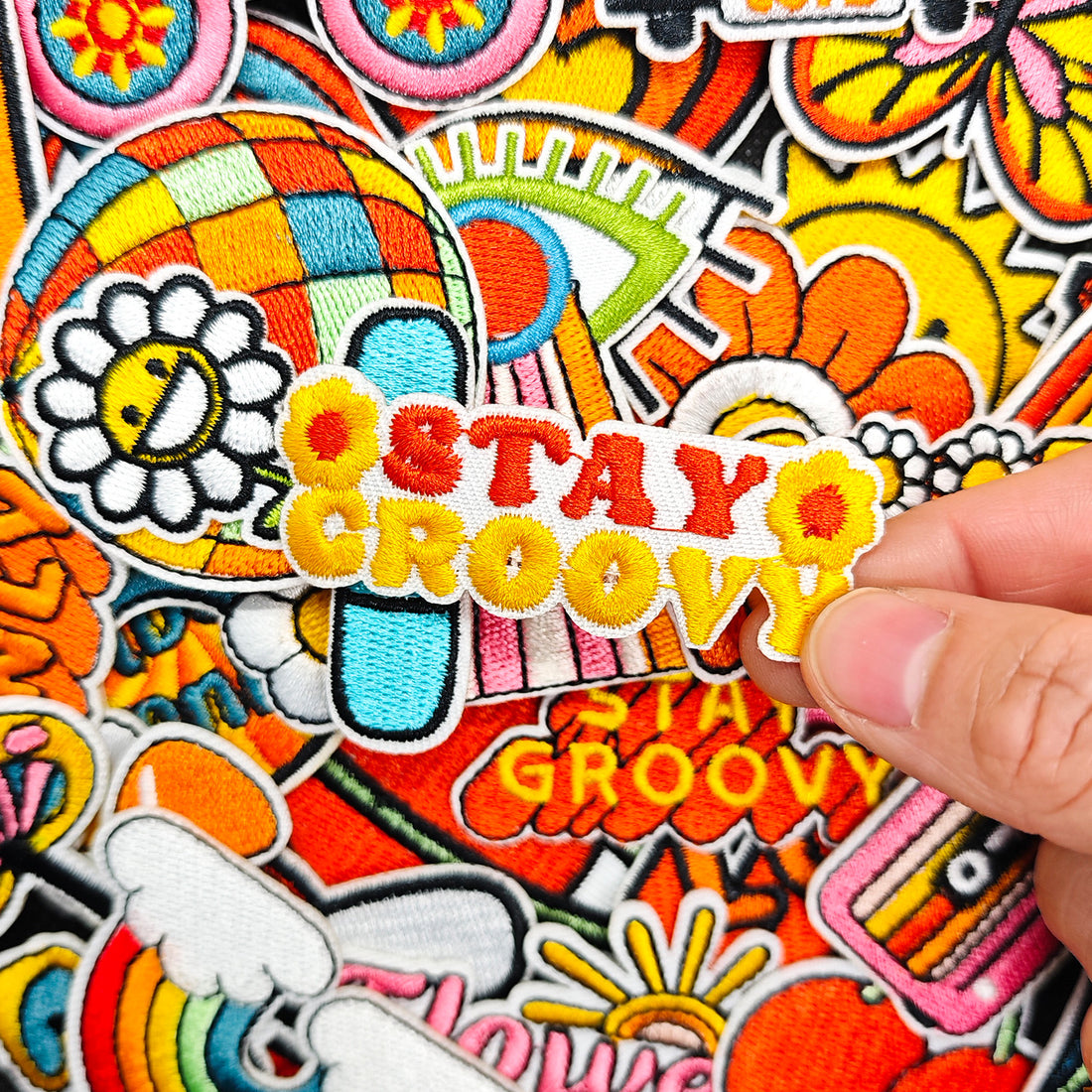32Pcs Stay Groovy Retro Hippie Iron on Embroidered Patches Sew on Applique for Clothes, Iron-on Patches / Sew-on Appliques Patches for Clothing, Jackets, Backpacks, Caps, Jeans