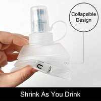 500ml 250ml 150ml See Through White Recycable, food-graded, safety collapsible soft flask hydration bottle FDA approved leakproof flask for camping, running, hiking etc