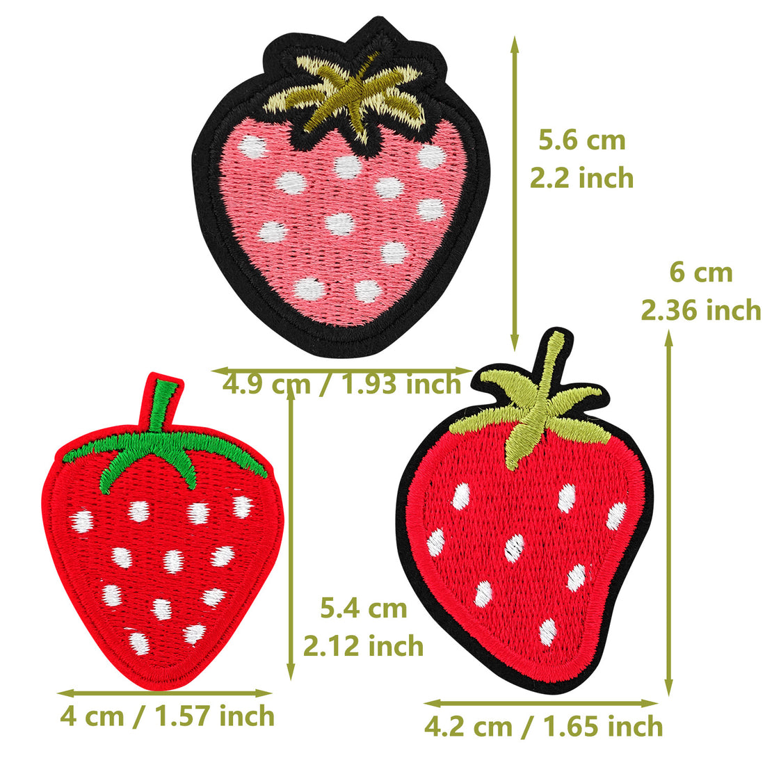 12Pcs Strawberry Iron on Embroidered Patches 3 Different Strawberries Embroidered Iron on Patch Sew on Applique for Clothes, Iron-on Patches / Sew-on Appliques Patches for Clothing, Jackets, Backpacks, Caps, Jeans