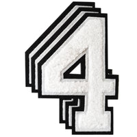 3PCS White/Black Chenille Number, 4.5" Iron on Number Patches, Chenille Stitch Numbers 0 to 9 Patches for Clothing