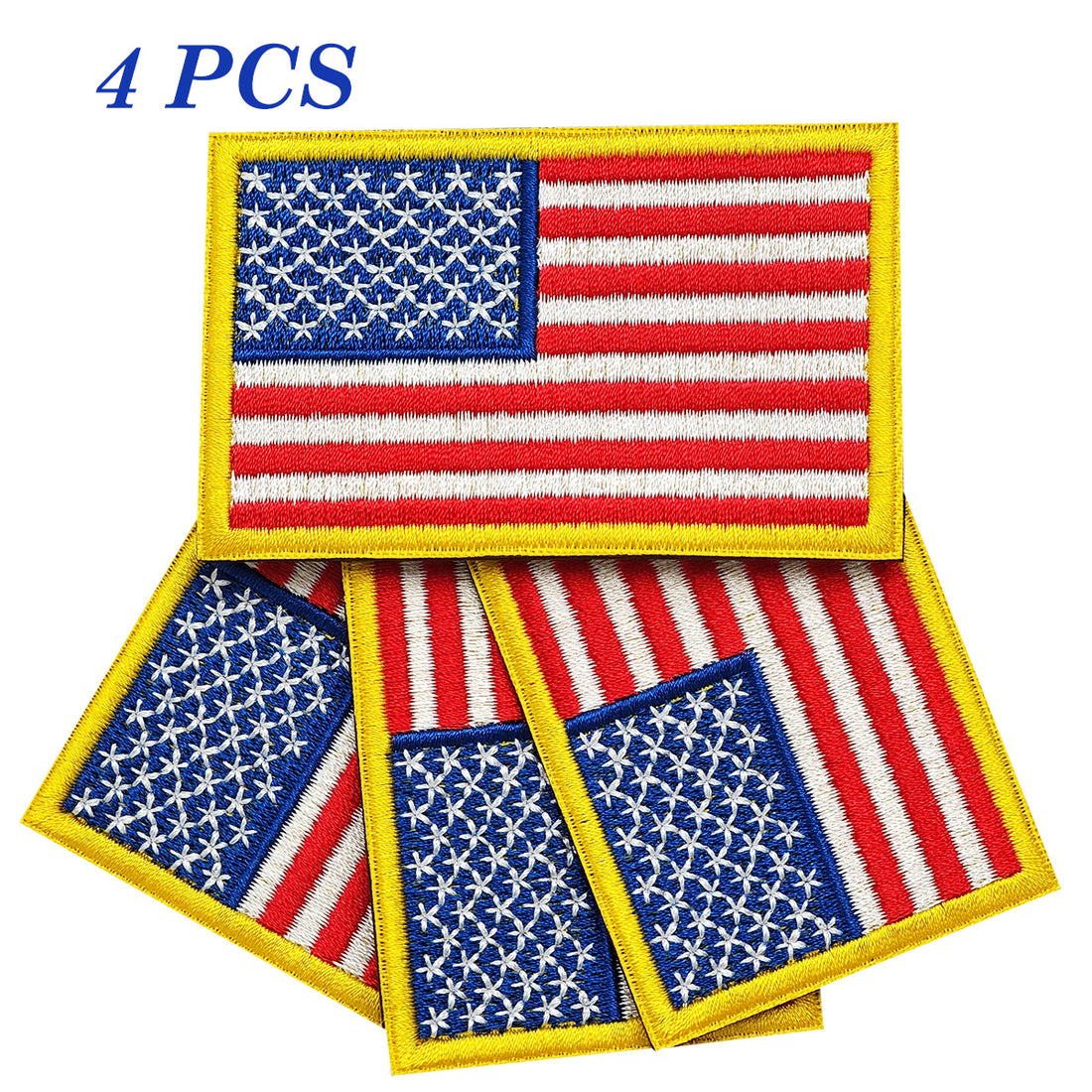 2Pcs US Flag Iron on Embroidered Patches USA United State Sew on Applique for Clothes, American Flag Iron-on Patches / Sew-on Appliques Patches