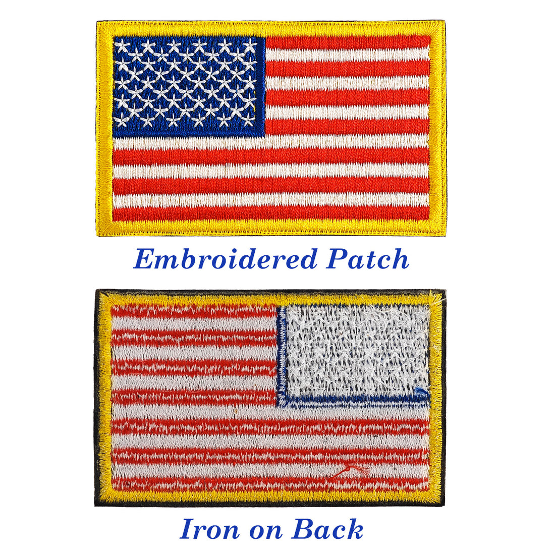 2Pcs US Flag Iron on Embroidered Patches USA United State Sew on Applique for Clothes, American Flag Iron-on Patches / Sew-on Appliques Patches