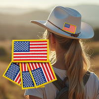 2Pcs US Flag Iron on Embroidered Patches USA United State Sew on Applique for Clothes, American Flag Iron-on Patches / Sew-on Appliques Patches