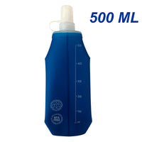 BLUE 500ML Soft Water Flask BPA Free Food Safety Running Water Bottle Collapsible Flask For Racing, Hiking, Camping, Cycling