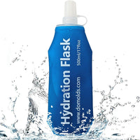 150ml 250ml 500ml Ocean Blue Recycable, food-graded, safety collapsible soft flask hydration bottle FDA approved leakproof flask for camping, running, hiking etc