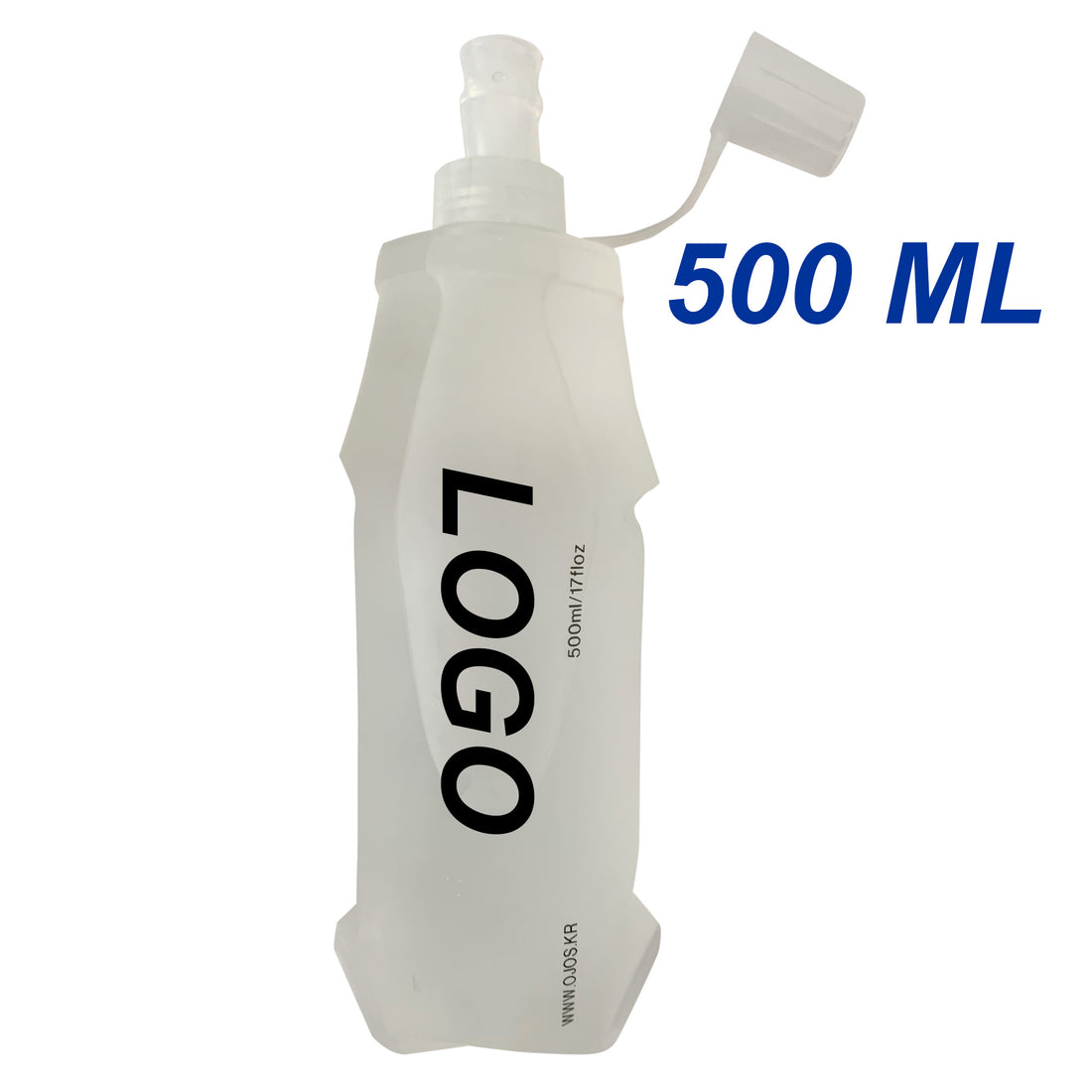 White Soft Water Flask 300 ML 500 ML BPA Free Food Safety Running Water Bottle Collapsible Flask For Racing, Hiking, Camping, Cycling