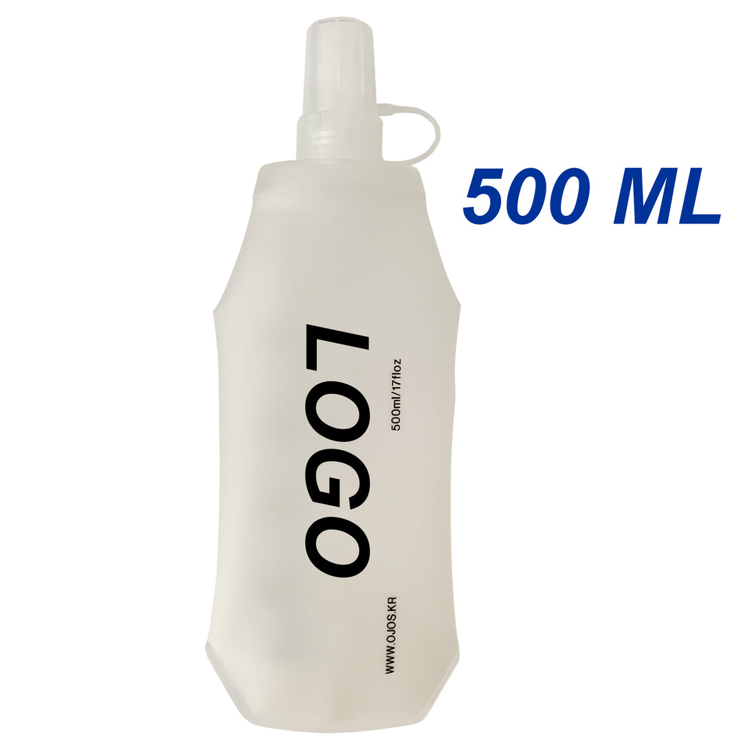 White Soft Water Flask 300 ML 500 ML BPA Free Food Safety Running Water Bottle Collapsible Flask For Racing, Hiking, Camping, Cycling