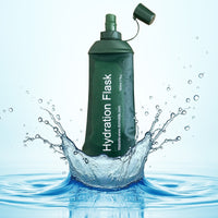 500ml Army Green Recycable, food-graded, safety collapsible soft flask hydration bottle FDA approved leakproof flask for camping, running, hiking etc