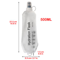 500ml 250ml 150ml See Through White Recycable, food-graded, safety collapsible soft flask hydration bottle FDA approved leakproof flask for camping, running, hiking etc