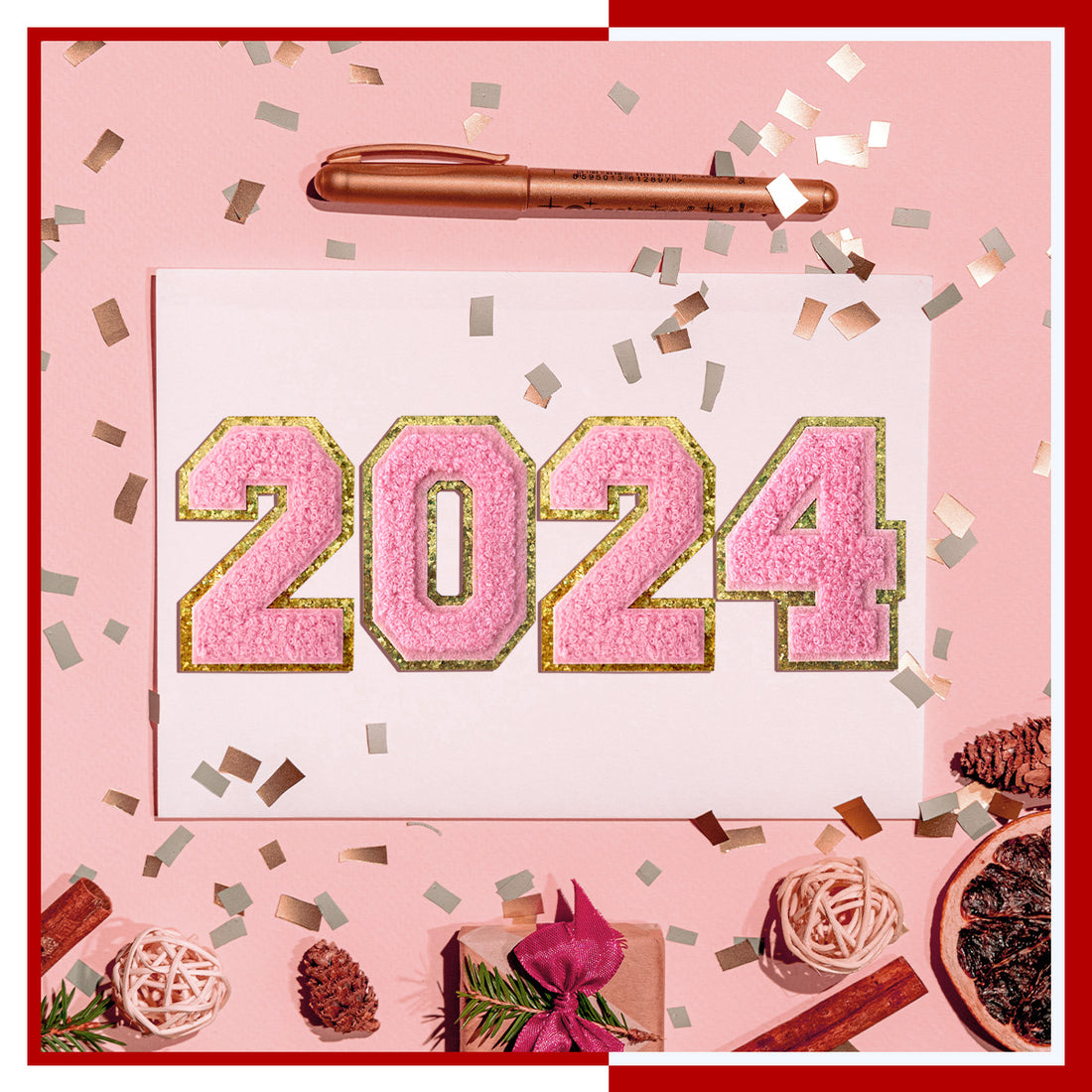 Pink 2024 Chenille Number, 3.14 inch Iron on Number Patches, Chenille Stitch Numbers 2024 Patches for Clothing