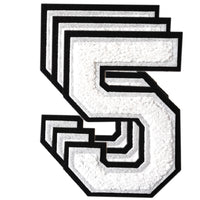3PCS White/Black Chenille Number, 4.5" Iron on Number Patches, Chenille Stitch Numbers 0 to 9 Patches for Clothing