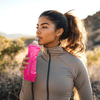 500ML Pink Soft TPU Flask Running Water Bottle Water Flask Hydration Flasks for Hiking Camping Running Travelling